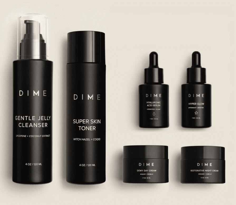 A picture of a skincare brand called Dime Beauty